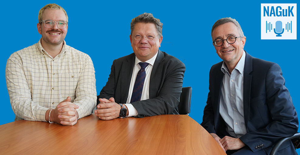 v.l. Mike Wonsikiewicz (Pressesprecher NLGA), Dr. Andreas Philippi (Niedersächsischer Gesundheitsminister), Dr. Fabian Feil (Präsident des NLGA)